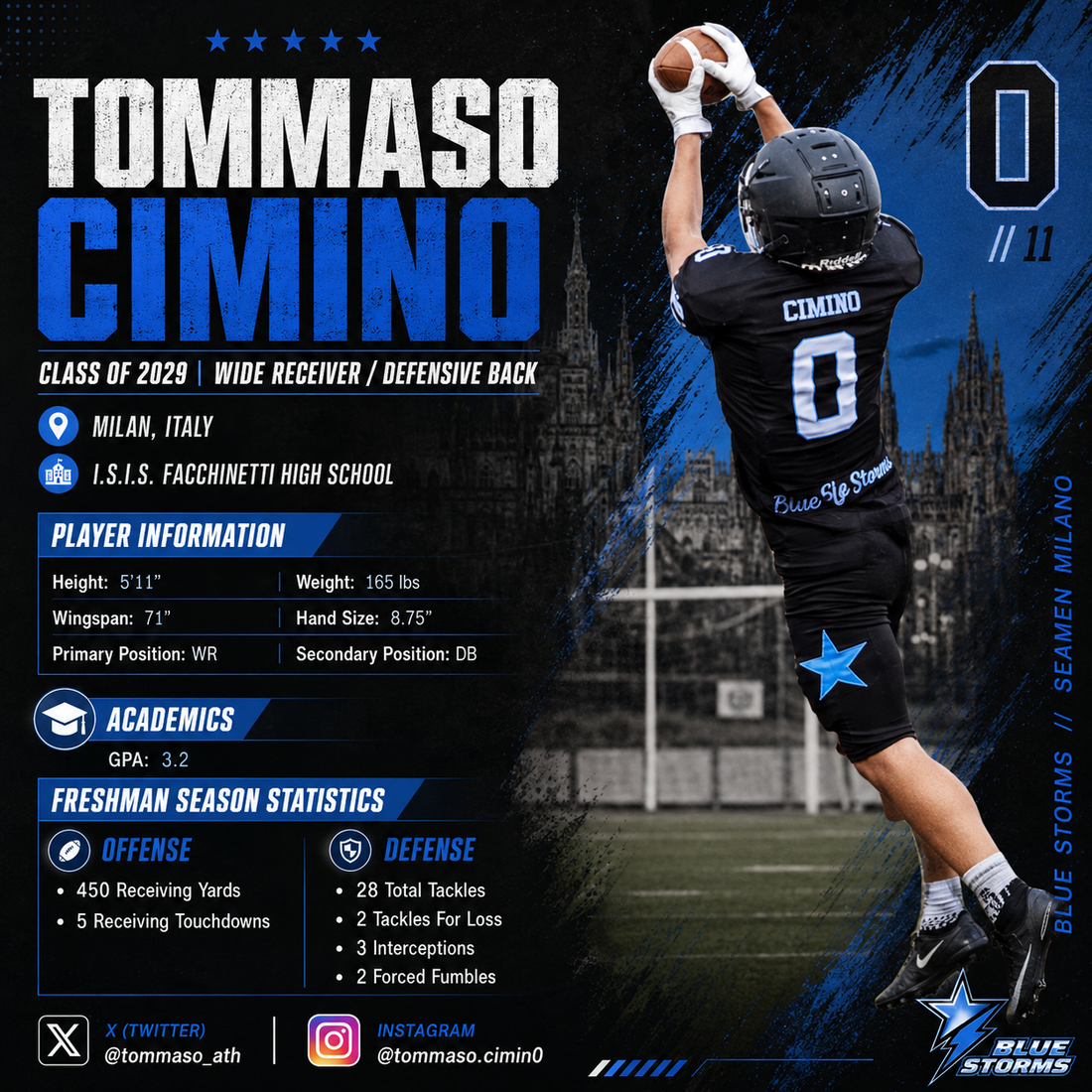 TOMMASO CIMINO Class of 2029 | WR/DB