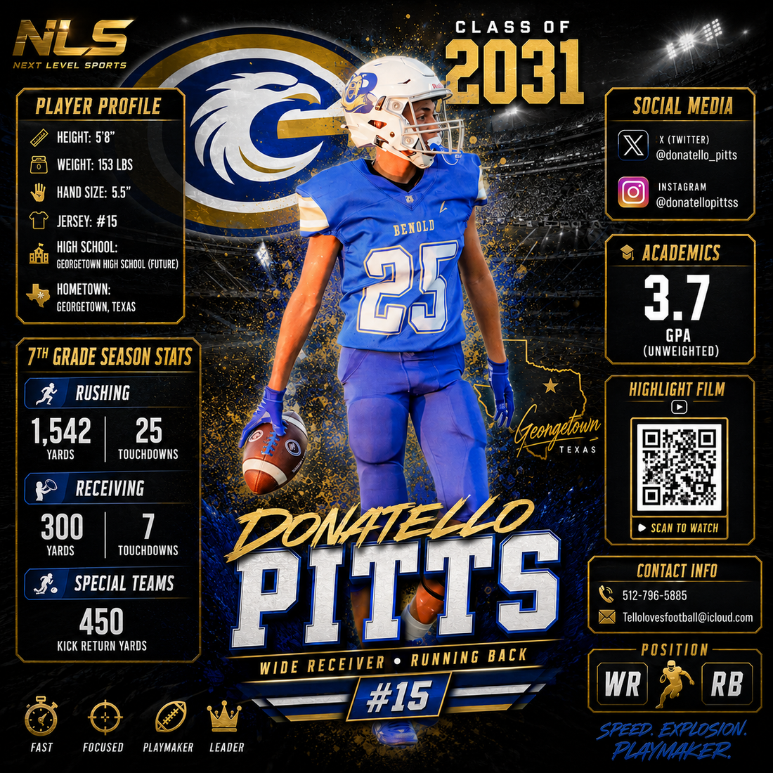 Donatello Pitts| Wide Receiver | Class of 2031
