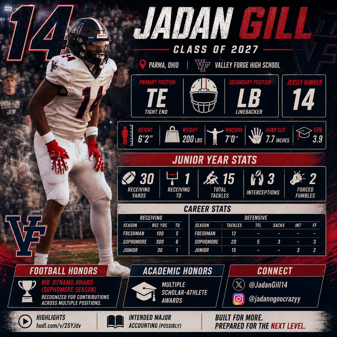 Jadan Gill | Class of 2027 | TE/LB